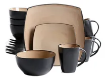 Comprar Vajilla Moderna Beige\u002Fnegro Para 6 Personas 24pz Gibson