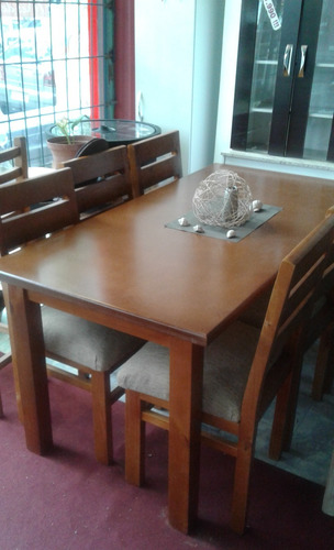 Juego Comedor 6 Sillas Madera Lustrado Tapizado - Arte