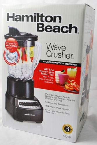Licuadora Marca: Hamilton Beach Modelo: Wave Crusher 54220.