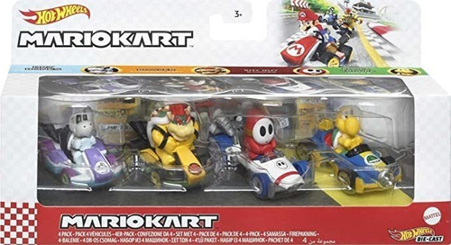 Hot Wheels Mario Kart - Paquete De 4 Personajes Favoritos D.