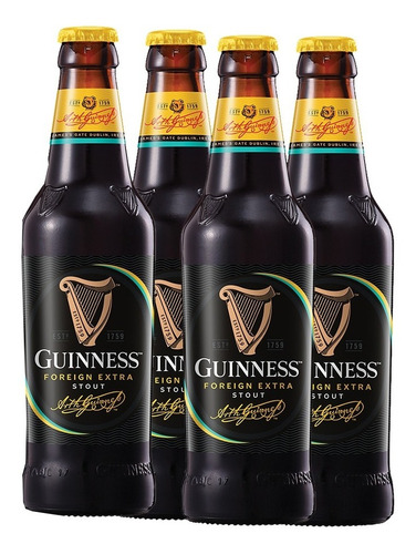 Kit 4x Cerveja Guinness Foreign Extra Stout Garrafa 330ml