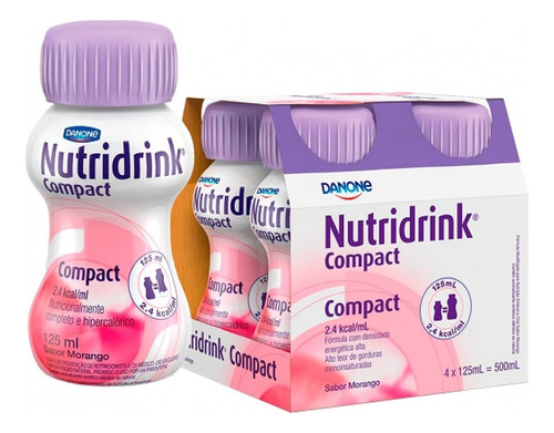 Suplemento Nutridrink Compact - 1 Pack 4x125ml - Danone Sabor Morango