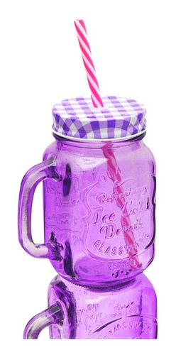 Mason Jar Frasco Tarro Colores Fiesta Popote 470 Ml 12 Pzs C