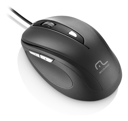 Mouse Usb Com Fio Preto 6 Botões Multilaser