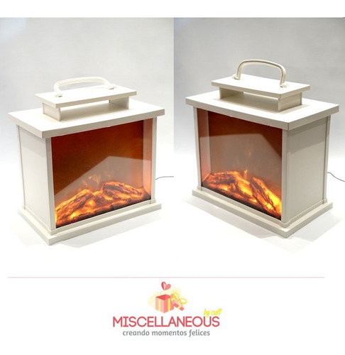 Fanal Imitación Fuego Hogar Blanco Deco Chimenea Grande