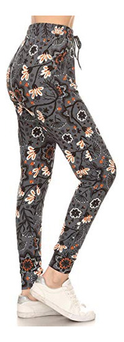 Leggings Depot Jga-r898-m Dorado Flor Print Jogger 6skcv