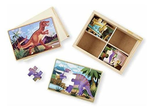 Melissa Doug Dinosaurs 4in1 Wooden Jigsaw Puzzles