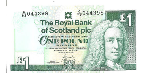 Escocia: Billete Un Pound Año 2001 ¡sin Circular!