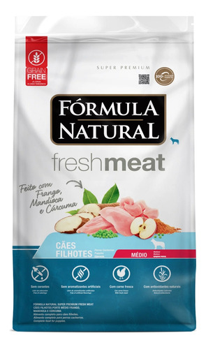 Ração Fresh Meat Cães Filhote Médio 1kg Fórmula Natural