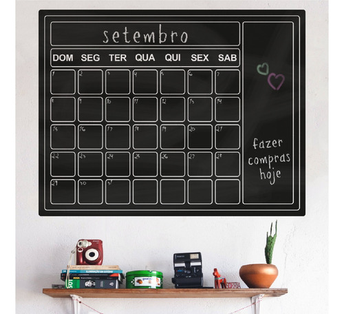 Kit 2 Lousa Calendário Adesivo Quadro Planner Mensal Semanal