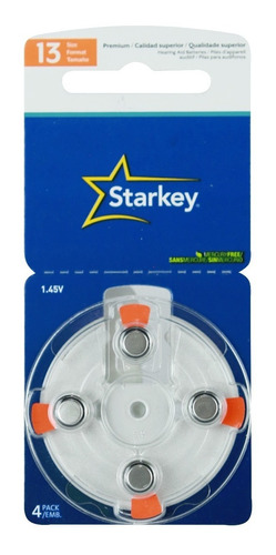 4 Pilas Para Audífono #13. Marca Starkey 1.45 V