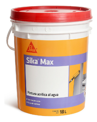 Pintura Latex Pared Interior Sika Sikamax Blanco Mate 18lt