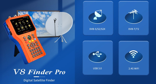 Satfinder V8 Finder-pro Dvb-s2 Dvb-t2 Dvb-c Medidor Satelite