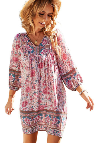 Vestido Bohemio Casual De Estilo Vacacional