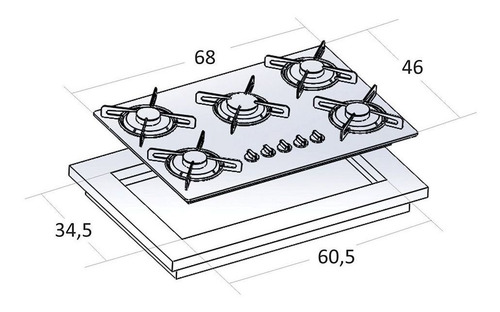 Kit Forno De Embutir 45l + Cooktop 5 Bocas Preto Safanelli