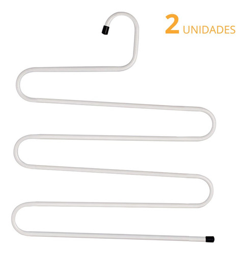 Kit 2 Un Cabide Organizador Multiuso Aço P Roupas 5x1 Branco