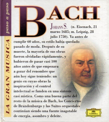 Bach Brandenburgo Paso A Paso Cd Deusche Grammophon Y Libro
