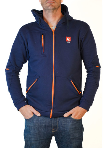 Buzo Moto Blue Hoodie Con Protecciones Qobu