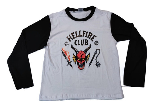 Remera Hellfire Club Manga Ranglan Niño Niña Unisex