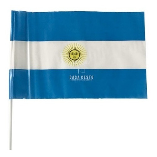 Bandera Argentina Plastica 15x25cm Oficial Con Sol ** X100 U
