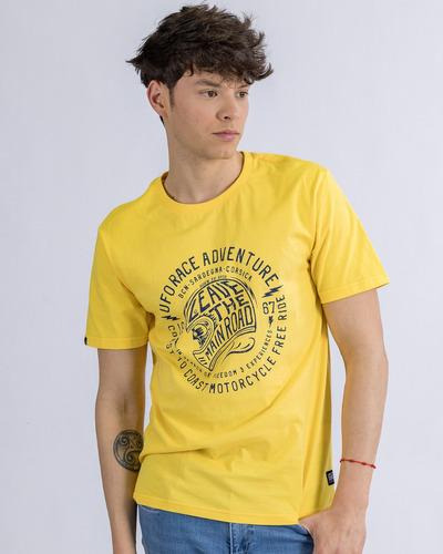 T-shirt En Algodon Estampada Hombre Ufo Adventure Amarillo