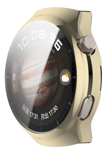 Capa De Relógio Tpu Galvanizada A Ouro Para Huawei Watch 4