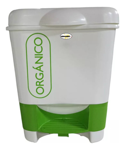 Bote De Basura separador de reciclaje Organico tacho Con Pedal Cesto Papelero cocina hogar oficina 10 Lt Yesh Market Color Verde
