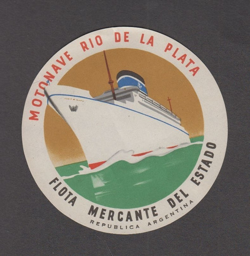 Antiguo Luggage Motonave Flota Mercante Del Estado Argentina