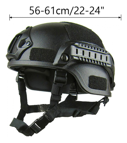 Casco Militar Táctico Abs Cs Con Montaje Nvg Y Rieles Negro