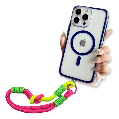 Funda Para Iphone 14 Pro Max Mica + Correa + Envio Gb04 Rosa Chicle Tpu 2