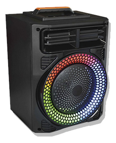 Bocina Bluetooth Portátil 6.5 Pulgadas Radio Fm Luz Led Rgb Color Negro