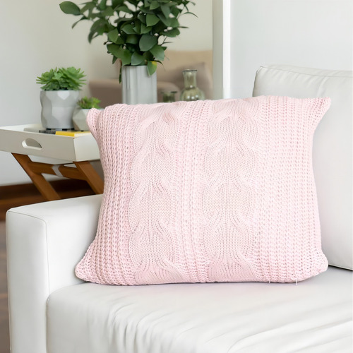 Juego de fundas de almohada Tressage Tricot, 60 x 50 cm, color rosa