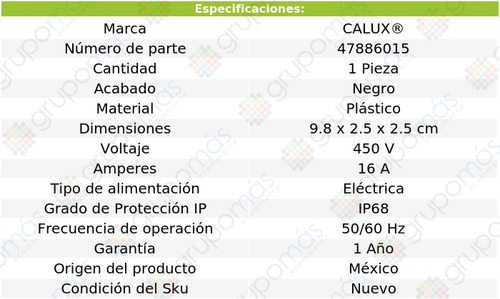 Conector De Cable Impermeable Ip68 450 V Acabado Negro Calux