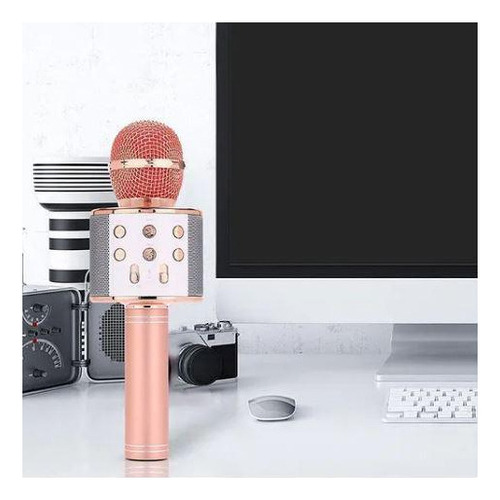Micrófono Bluetooth para karaoke con grabador de sonido inalámbrico Rose Gold
