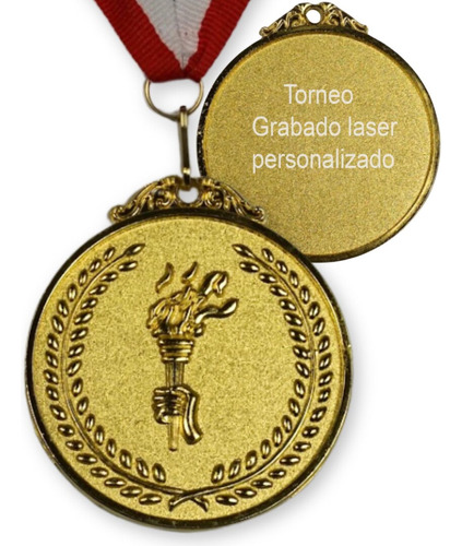 Medalla Plata Bi-metalica Futbol Personalizada  Laser 65 Mm