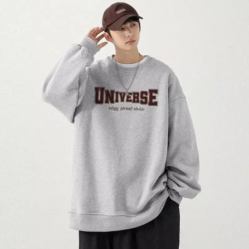 Sudadera Con Estampado Extragrande Con Forro Polar Para Hombre
