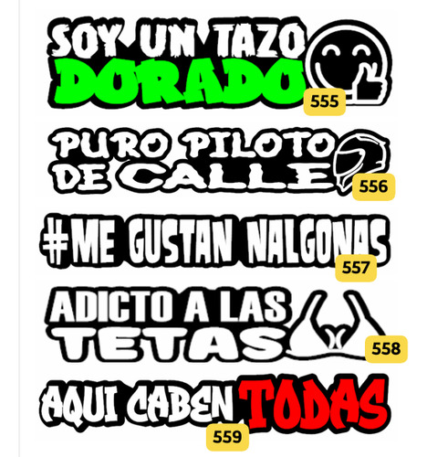Kit Calcomanias Vinil Frases Motos Y Autos 9 Pzs