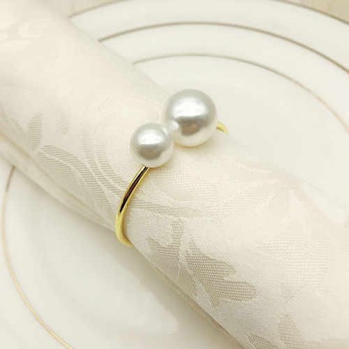 Servilleta De Alambre Con Hebilla De Perlas Para Mesa De Com