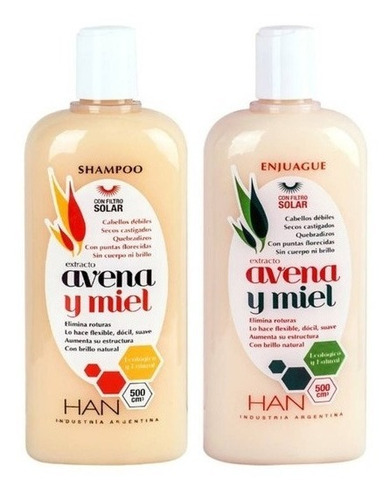 Shampoo + Acondicionador Han Avena Y Miel  X 500 Ml
