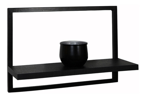 Imagem 2 de 2 de Nicho Prateleira Quadro Retangular Horizontal 40x28 Preto