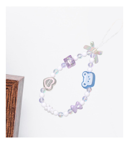 4 Cordón De Teléfono Con Cuentas, Bonita 18 Cm Oso Y Arco