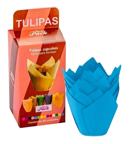 Tulipas De Papel Celeste X 50 Unidades