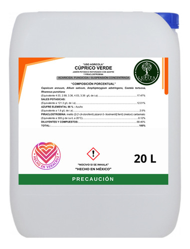 Fungicida Y Acaricida Orgánico Jabón Potásico Verdecupric 20L