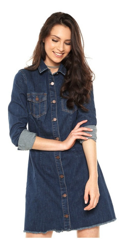 Vestido Cantão Blue Jeans Carolita Tam Gg Com Tag