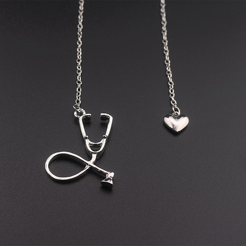 Imagen 3 de 5 de Estetoscopio Corazon Dije Collar Doctor Medico Medicina Pl