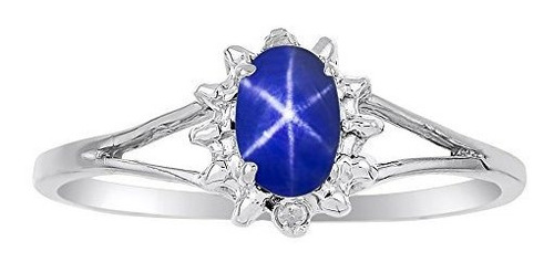 Rylos Diamond & Blue Star Sapphire Ring Set