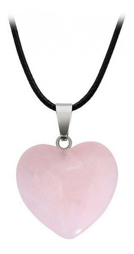 Collar Corazon Cuarzo Piedra Rosa + Estuche Tureloj