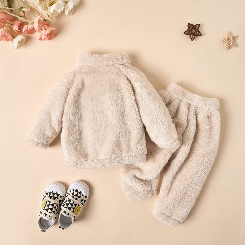 Conjunto Casual De Algodón Cómodo Manga Larga Para Bebés Beige 9-12 M