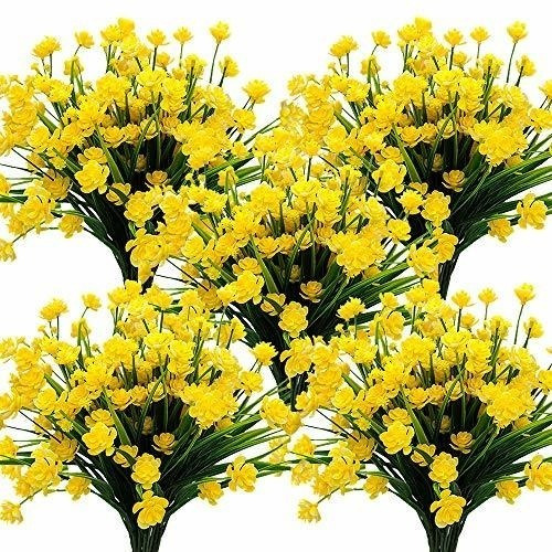 Flores Artificiales Para Exterior 10 Paquetes Amarillo Daff