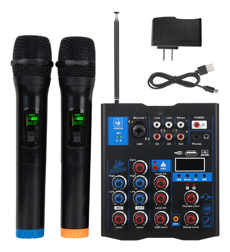 Mezcladora De Audio Profesional C/2 Micrófonos Inalámbricos